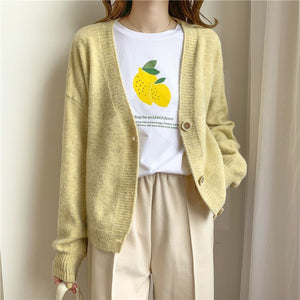 2021 Winter Women Cardigans Cashmere Sweater Knitted Jacket Girls Korean Chic Tops Woman's Sweaters jersey knit Cardigans