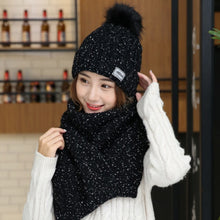 Load image into Gallery viewer, 2021 Winter Wool Blend Knitted Hat Scarf 2Pcs Set for Women Skullies Beanies Caps Warm Thick Ears Knitted Hat Outdoor Ski Cap