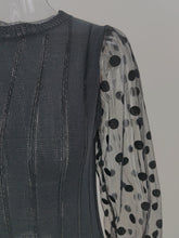 Load image into Gallery viewer, 2021 Woman Elegant Mesh Patchwork Blouse Long Sleeve Blouse Black Lace Transparent Dot Lantern Sleeve Pullover Streetwear Shirts