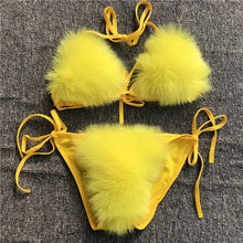 Load image into Gallery viewer, 2021 Woman Sexy Bikini Swimsuit 2 piece Set Summer Fur Swimwear Bikini Set Adjustable Bra Cute Girls Beach Bikini Bathing Suits