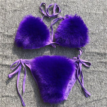 Load image into Gallery viewer, 2021 Woman Sexy Bikini Swimsuit 2 piece Set Summer Fur Swimwear Bikini Set Adjustable Bra Cute Girls Beach Bikini Bathing Suits