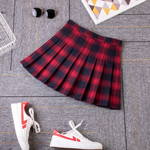 Load image into Gallery viewer, 2021 Women A- line Skirt Red Plaid Skirt korean harajuku plaid skirt Spring and Autumn New Pleated Skirt High Waist Skirt