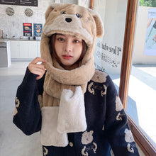 Load image into Gallery viewer, 2021 Women Fashion Plush Thick Plush Hat Ladies Winter Warm Gloves Scarf One-piece Hats Outdoor Cycling Wind and Cold Bib Cap