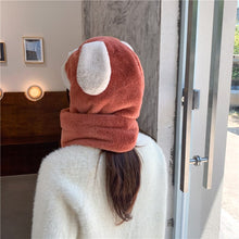 Load image into Gallery viewer, 2021 Women Fashion Plush Thick Plush Hat Ladies Winter Warm Gloves Scarf One-piece Hats Outdoor Cycling Wind and Cold Bib Cap