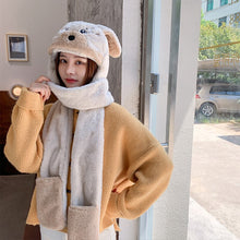 Load image into Gallery viewer, 2021 Women Fashion Plush Thick Plush Hat Ladies Winter Warm Gloves Scarf One-piece Hats Outdoor Cycling Wind and Cold Bib Cap