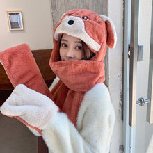 Load image into Gallery viewer, 2021 Women Fashion Plush Thick Plush Hat Ladies Winter Warm Gloves Scarf One-piece Hats Outdoor Cycling Wind and Cold Bib Cap