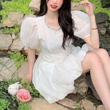 Load image into Gallery viewer, 2021 Women French Mesh Temperament Fashion Designer Bright Diamond Dress Elegant Korean Chic Mini Party Vestidos Mujer New Robe