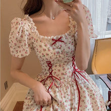 Load image into Gallery viewer, 2021 Women Kawaii Dress Lace Up Summer Patchwork Japanese Sweet Party Mini Dress Short Sleeve Princess Chic Korean Bandage Dress