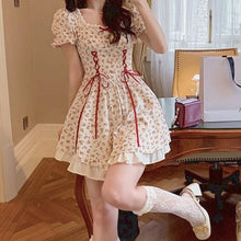 Load image into Gallery viewer, 2021 Women Kawaii Dress Lace Up Summer Patchwork Japanese Sweet Party Mini Dress Short Sleeve Princess Chic Korean Bandage Dress