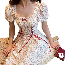Load image into Gallery viewer, 2021 Women Kawaii Dress Lace Up Summer Patchwork Japanese Sweet Party Mini Dress Short Sleeve Princess Chic Korean Bandage Dress