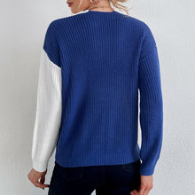 Load image into Gallery viewer, 2021 Women Knitted Sweater Autumn New Sexy Chic Pullovers Long Sleeve Twisted Front V Neck Splicing Sweater Korean Lady Knitwear