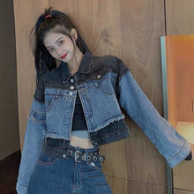 Load image into Gallery viewer, 2021 Women Short Denim Crop Jacket Patchwork Autumn Spring Causal Female Clothes