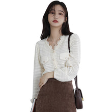 Load image into Gallery viewer, 2021 Women Spring and Autumn New French retro V-neck Hollow Lace Shirt Female Design Sense Niche Puff Sleeve Blouse