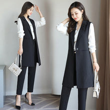 Load image into Gallery viewer, 2021 Women Striped Suit Waistcoat Set Professional Women&#39;s Spring and Autumn Two-piece Outfit Office Clothes