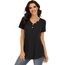 Load image into Gallery viewer, 2021 Women Summer T-shirt Waffle Tops  Fashion Sexy V-Neck Solid Tee Tops New Female Casual T-shirts Mujer Chic Tops