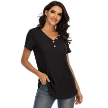 Load image into Gallery viewer, 2021 Women Summer T-shirt Waffle Tops  Fashion Sexy V-Neck Solid Tee Tops New Female Casual T-shirts Mujer Chic Tops