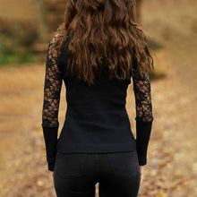 Load image into Gallery viewer, 2021 Women&#39;s Sexy Lace V-neck Hot Base Shirt Elegant Long Sleeve Solid Color Pullover Tops Elegant Spring Blouses Harajuku Shirt