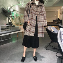 Load image into Gallery viewer, 2021 Womens Autumn Winter Long Thicken Loose Wool Coat Student Korean Plaid Outerwear Single-breasted Woolen Jacket Outwears