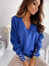 Load image into Gallery viewer, 2021 Work Wear Women Blouses Long Sleeve Back Metal Buttons Shirt Casual V Neck Printed Plus Size Tops Fall Blouse Drop Shipping