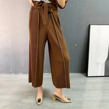 Load image into Gallery viewer, 2021 autumn and winter new thick hooded cardigan jacket Miyak fold Oversized Cardigan Lace Jacket + Straight Pants Set