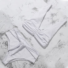 Load image into Gallery viewer, 2021 new foreign trade split bikini female sexy solid color fold strap swimsuit