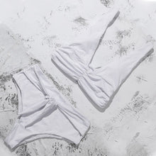 Load image into Gallery viewer, 2021 new foreign trade split bikini female sexy solid color fold strap swimsuit