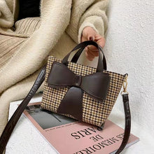 Load image into Gallery viewer, 2021 new portable plaid trend woolen material bow messenger bag one drop delivery