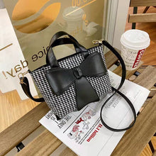 Load image into Gallery viewer, 2021 new portable plaid trend woolen material bow messenger bag one drop delivery