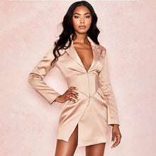 Load image into Gallery viewer, 2021 new spring summer women&#39;s high-waisted irregular dress ladies sexy low-cut suit v-neck long-sleeved dress