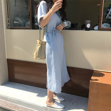 Load image into Gallery viewer, 2021 summer casual women&#39;s wear European and American style new V-neck trumpet long sleeve sun skirt lace casual Beach Dress