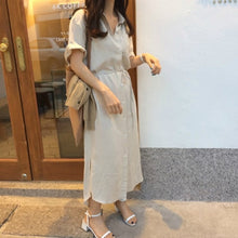 Load image into Gallery viewer, 2021 summer casual women&#39;s wear European and American style new V-neck trumpet long sleeve sun skirt lace casual Beach Dress