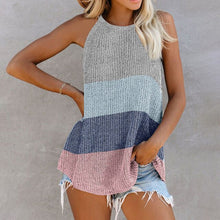 Load image into Gallery viewer, 2021 summer new hit color casual round neck thin shoulder strap knitted vest beach blouse top women