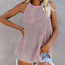 Load image into Gallery viewer, 2021 summer new hit color casual round neck thin shoulder strap knitted vest beach blouse top women