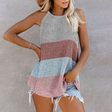 Load image into Gallery viewer, 2021 summer new hit color casual round neck thin shoulder strap knitted vest beach blouse top women