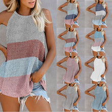 Load image into Gallery viewer, 2021 summer new hit color casual round neck thin shoulder strap knitted vest beach blouse top women