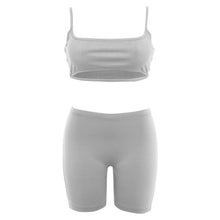 Load image into Gallery viewer, 2021 women&#39;s new sexy hollow out suspender high waist hot pants two piece suit