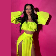 Load image into Gallery viewer, 2021Bikini Set Long Sleeve Beach dress Cover Up Swimsuit Two Piece Swimwear Women&#39;s Tube Top Bathingsuit Bandeau banadores mujer