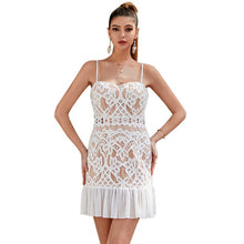Load image into Gallery viewer, 2021New White Mini Dresswear Women Summer Floral  Sexy Ruffles Backless Lace Sling Short Dresses