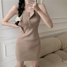 Load image into Gallery viewer, 2021new Hong Kong Style Design Sexy Hot Girl Wear Tight Body Hip Spaghetti Straps Knitted Vest Dress for Women Summer