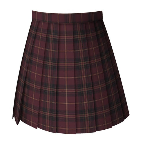 2022 All Match High Waist Sweet Pleated Skirts Spring Women Cute Preppy Style Plaid Mini Skirt Vintage Jupe Kawaii Faldas Mujer