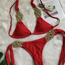 Load image into Gallery viewer, 2022 Brand New Women&#39;s Patchwork Knitted Swimwear Two Piece Brazilian Bikini Swimwear