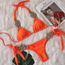 Load image into Gallery viewer, 2022 Brand New Women&#39;s Patchwork Knitted Swimwear Two Piece Brazilian Bikini Swimwear