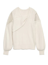 Load image into Gallery viewer, 2022 Chic Criss-cross Collar Designed Sweater Women Fashion Off-the Shoulder Pullover Spring Patchwork Lace Jumper Elegant