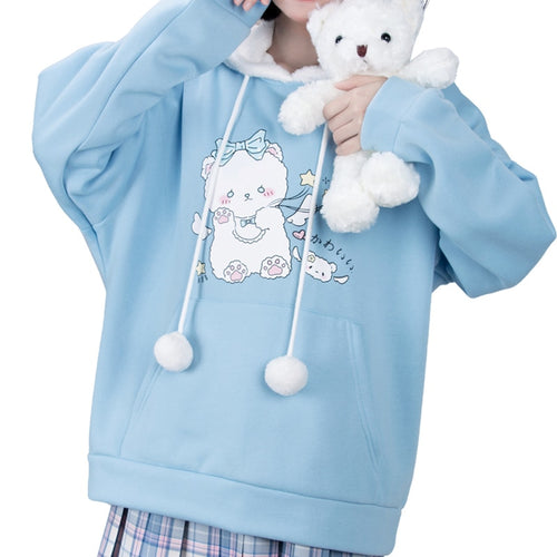 2022 Cute Cartoon Hoodies Women Preppy Style Sweet Hooded Pullover Spring Long Sleeve Casual Kawaii Sweatshirts Feminino