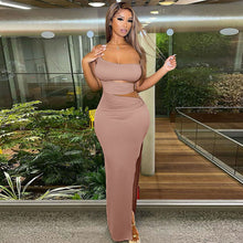 Load image into Gallery viewer, 2022 Elegant One Shoulder Summer Women&#39;S Clothes Blue Romper Sexy Cutout Slit Evening Party Prom Maxi Dresses Vestidos Streetwea