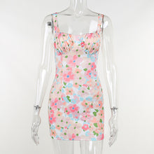 Load image into Gallery viewer, 2022 Elegant Print Sexy V-Neck Backless French Mini Dress Club Party Outfits for Women Summer Sleeveless Dresses Casual Vacation