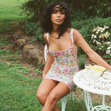 Load image into Gallery viewer, 2022 Elegant Print Sexy V-Neck Backless French Mini Dress Club Party Outfits for Women Summer Sleeveless Dresses Casual Vacation