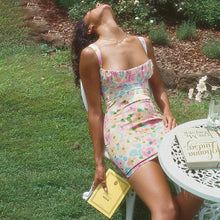 Load image into Gallery viewer, 2022 Elegant Print Sexy V-Neck Backless French Mini Dress Club Party Outfits for Women Summer Sleeveless Dresses Casual Vacation