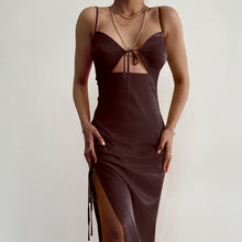 Load image into Gallery viewer, 2022 Elegant Satin Summer Solid Women&#39;S Clothes Romper Sexy Cutout Slit Evening Party Prom Slit Midi Dresses Casual Vestidos