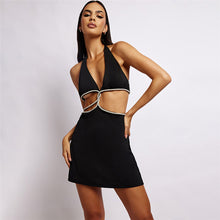 Load image into Gallery viewer, 2022 Elegant Summer Bandage Women&#39;S Clothes Black Halter Romper Sexy Cutout Casual Evening Party Prom Mini Dresses Vestidos